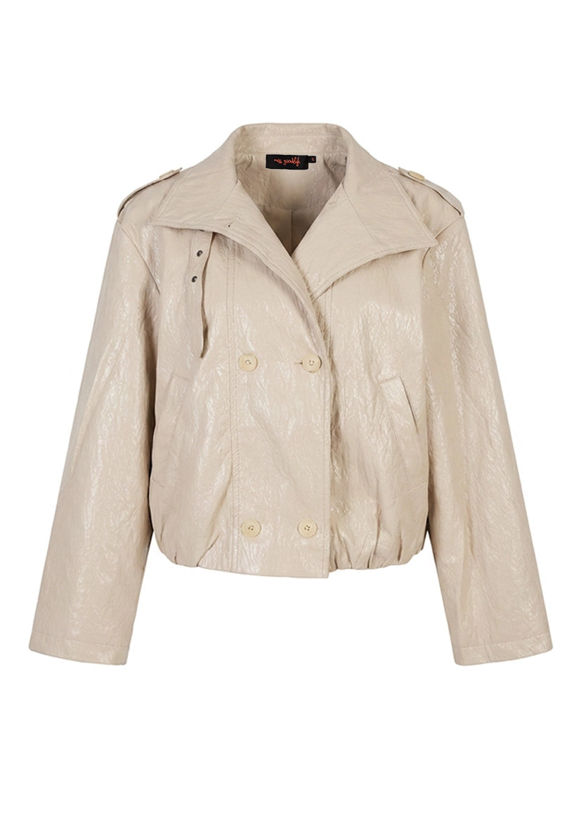 Cropped Leatherjacket - offwhite