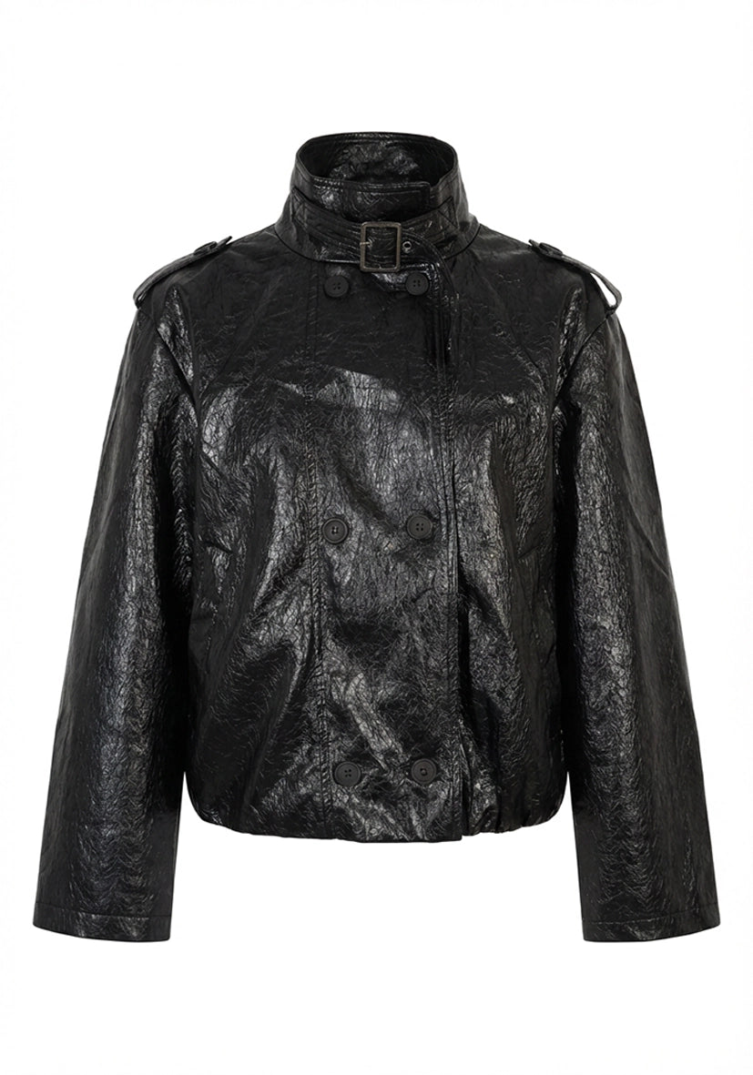 Cropped Leatherjacket - black