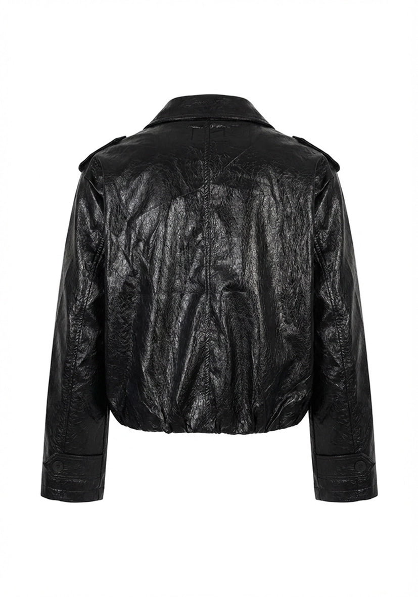 Cropped Leatherjacket - black
