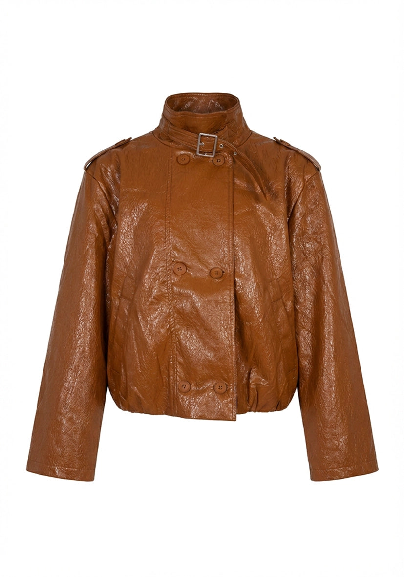 Cropped Leatherjacket - brown