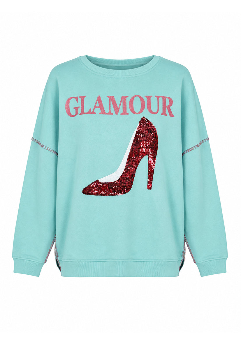 Sweatshirt Roundneck Glamour Paillette - hellblau