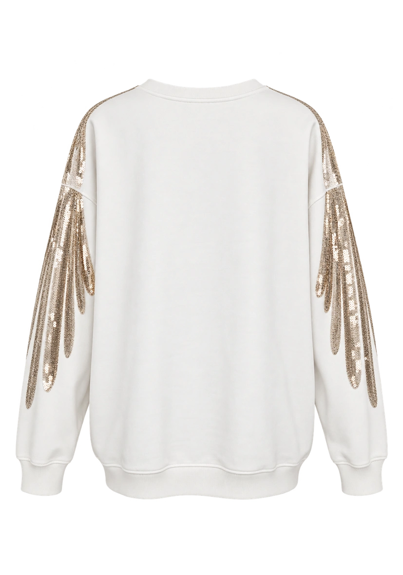 Roundneck Feather Paillette - offwhite