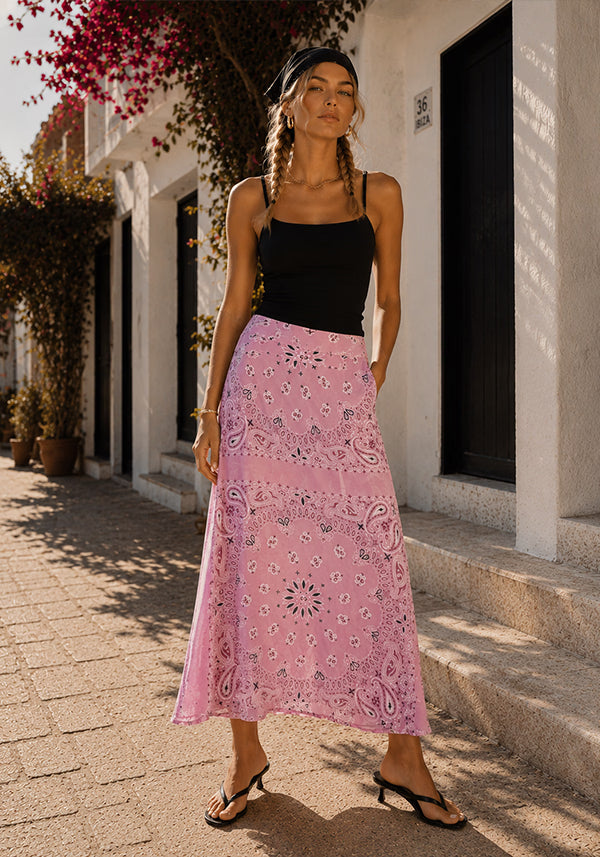Skirt Paisley Silk - rose