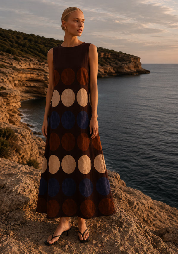 Maxidress Big Dots - chocolate