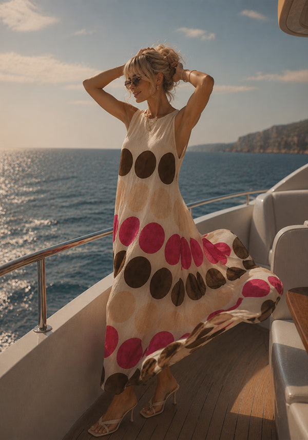 Maxidress Big Dots - offwhite