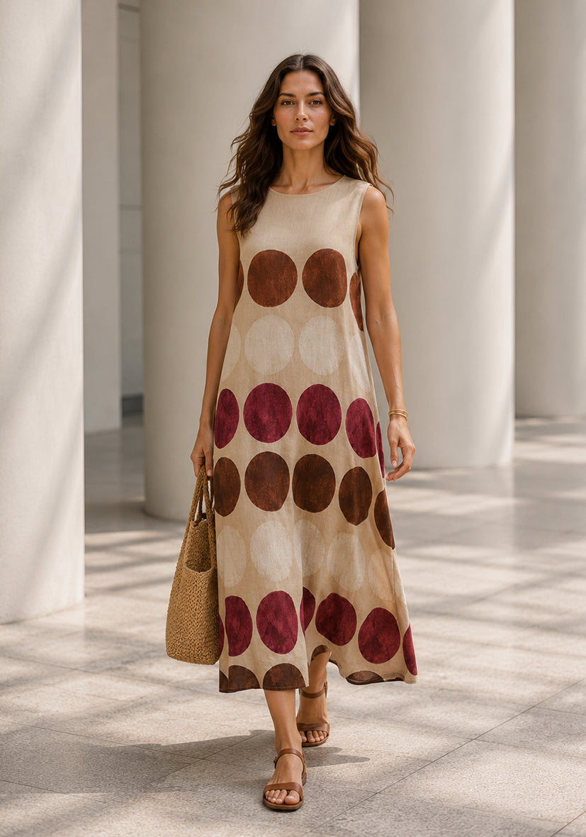Maxidress Big Dots - sand