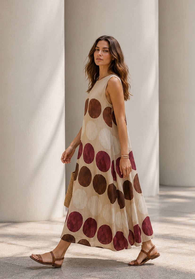 Maxidress Big Dots - sand