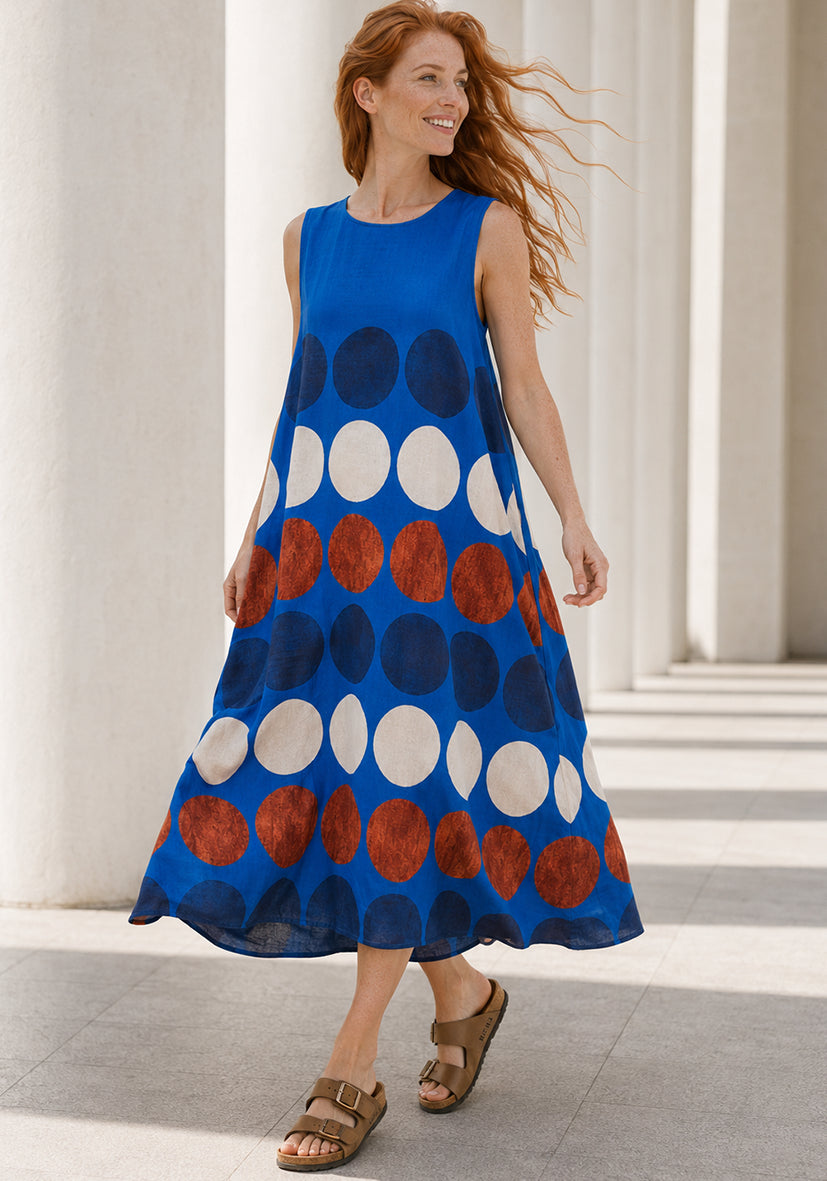 Maxidress Big Dots - navy