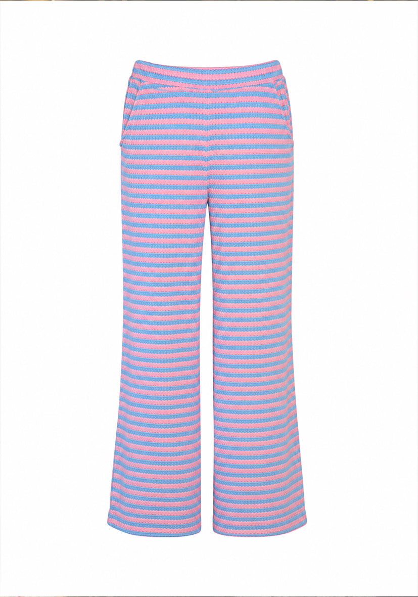 Pants summer stripes - flashrose/ lightblue