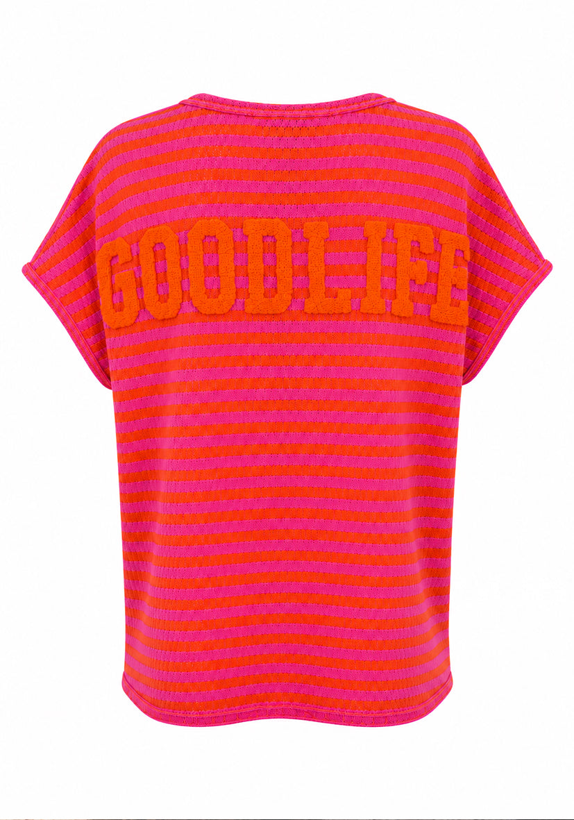 T-Shirt summer stripes - orange/ pink