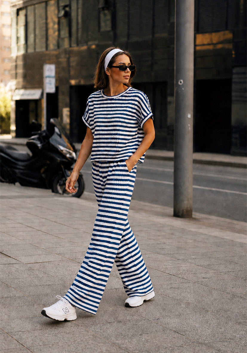 Pants summer stripes - blue