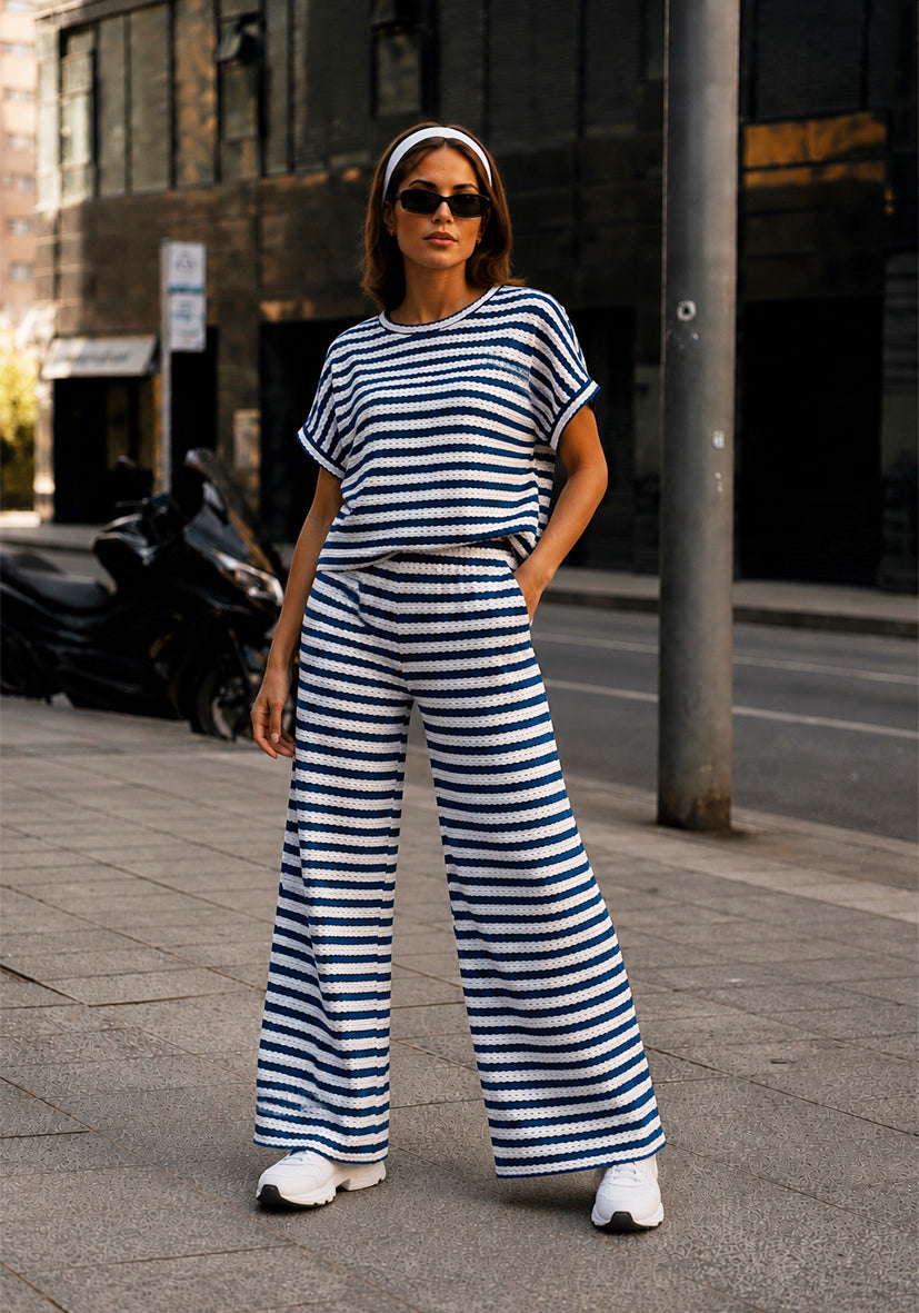 Pants summer stripes - blue