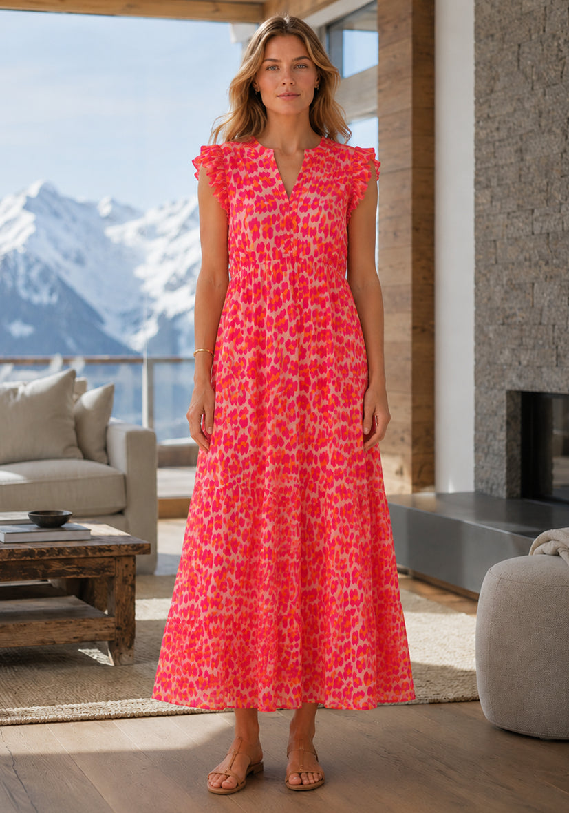 Maxi Dress Muslin Leo - neopink