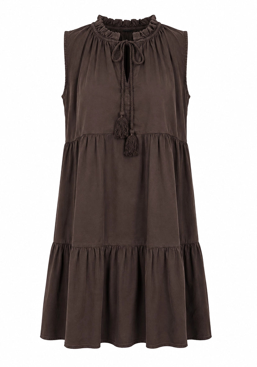 Short Dress PomPom - braun