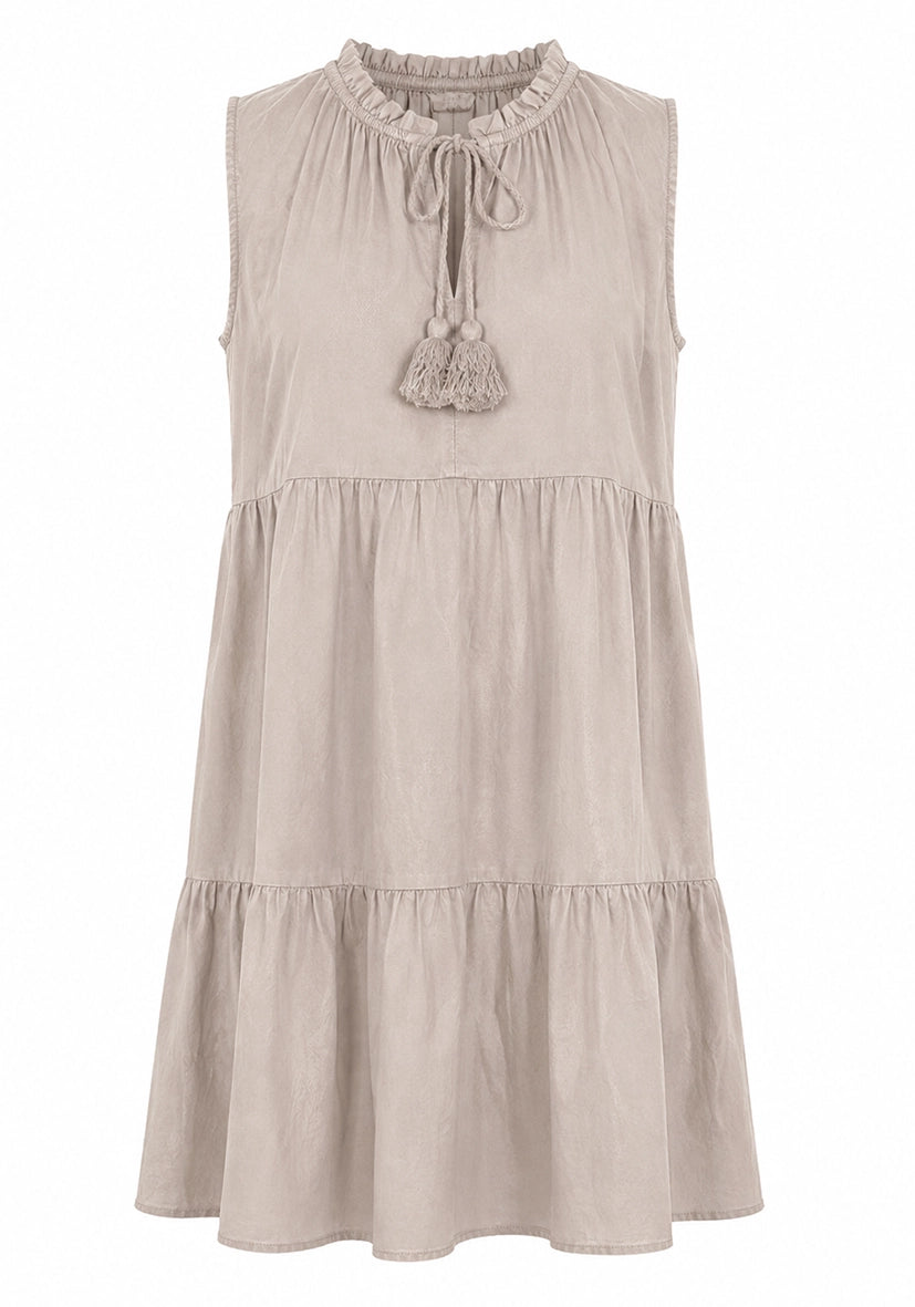 Short Dress PomPom - offwhite