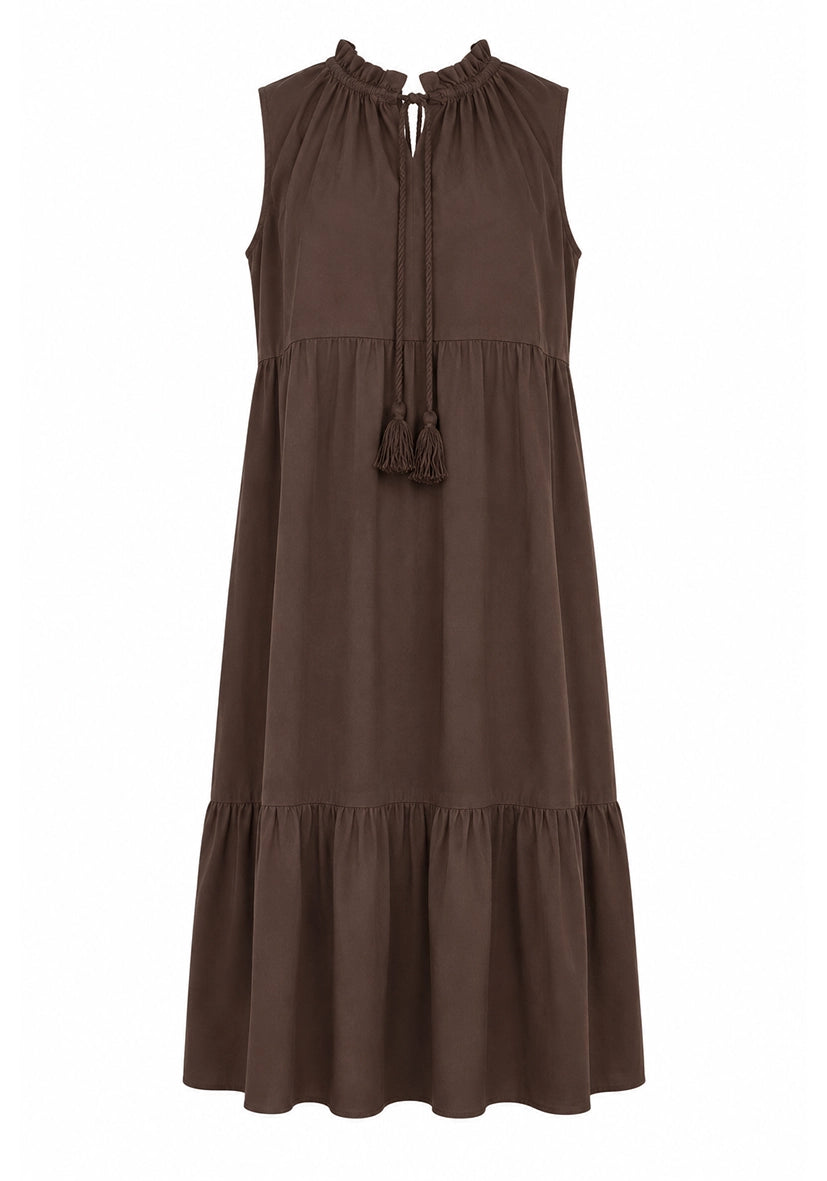 Maxi Dress PomPom - braun