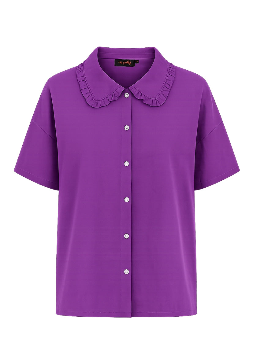 Blouse ruffled collar - lila