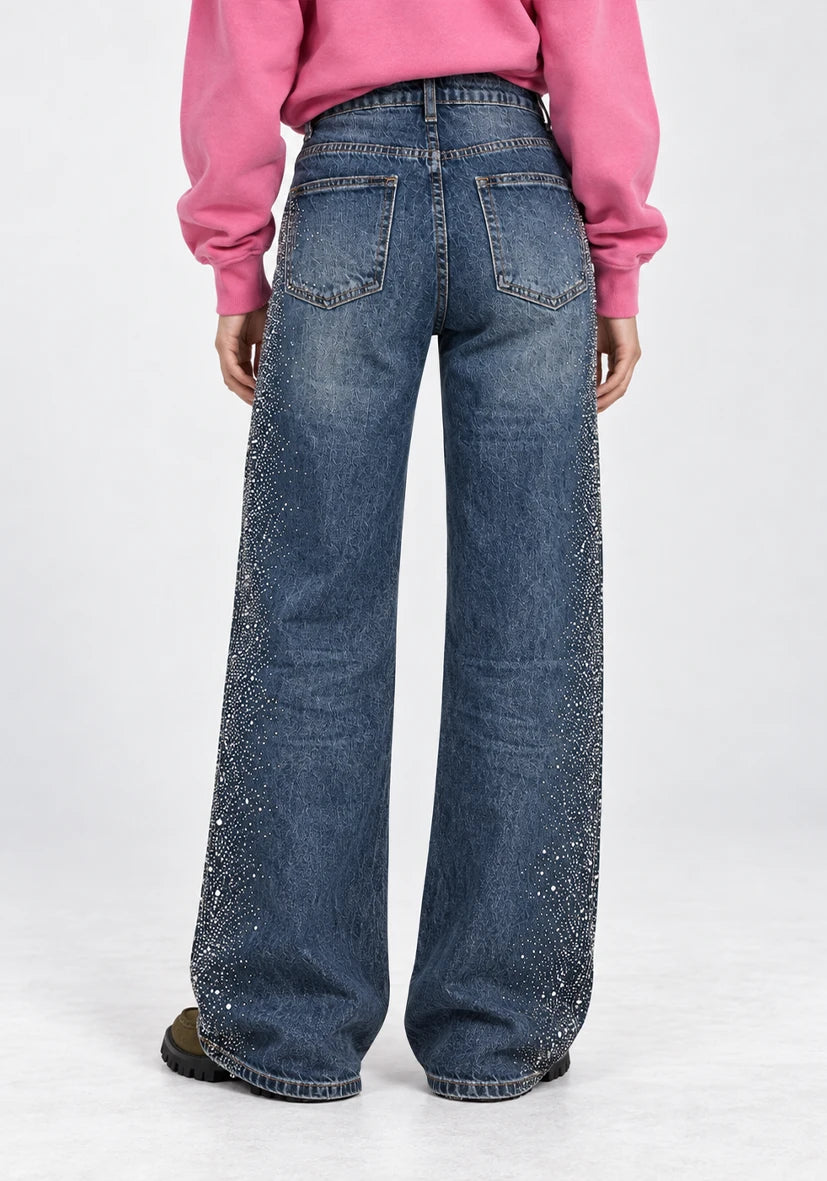 Jeans Rhinestone Cascade
