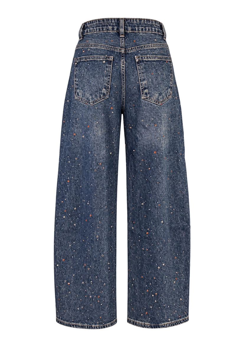 Jeans Crystal Studded  - blau