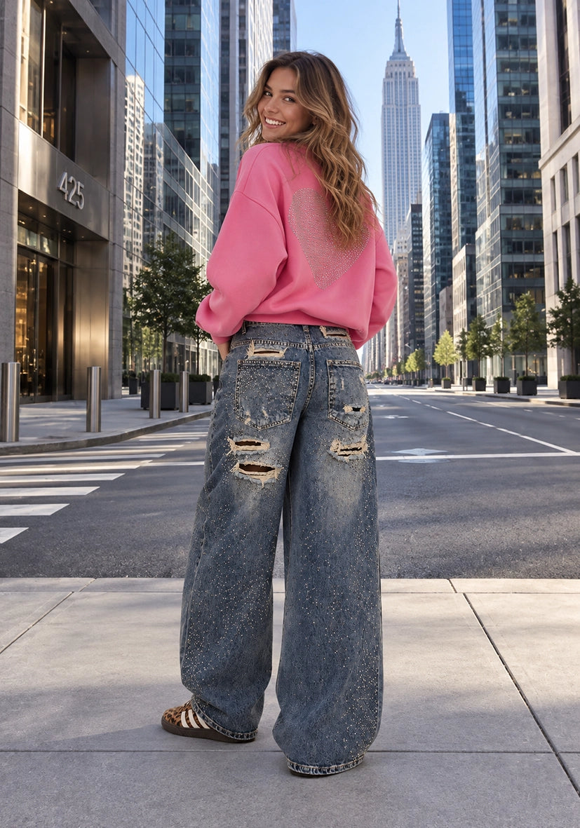 Jeans destroyed brown Sparkle