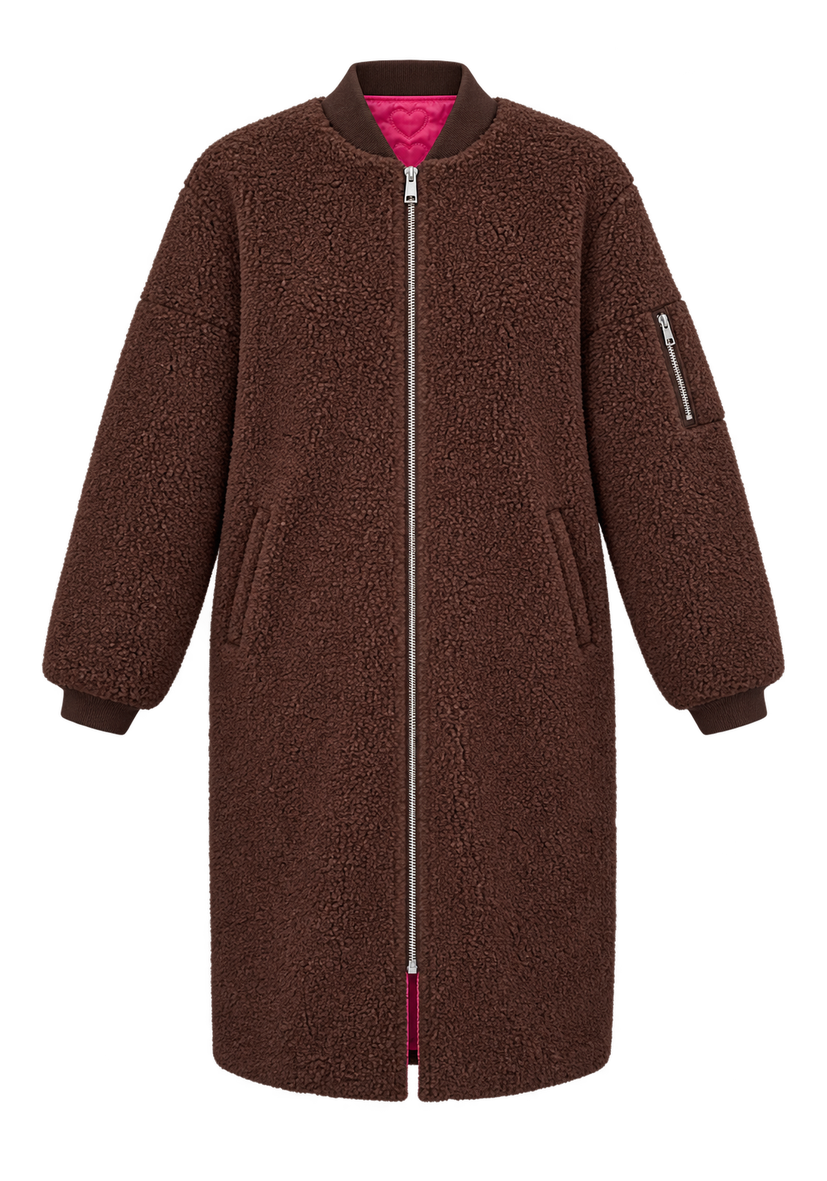 Teddy Jacket Zipper Long - Chocolate