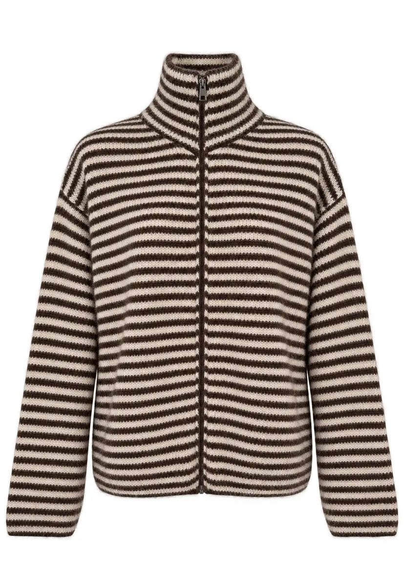Strickjacke Stripes - braun/white