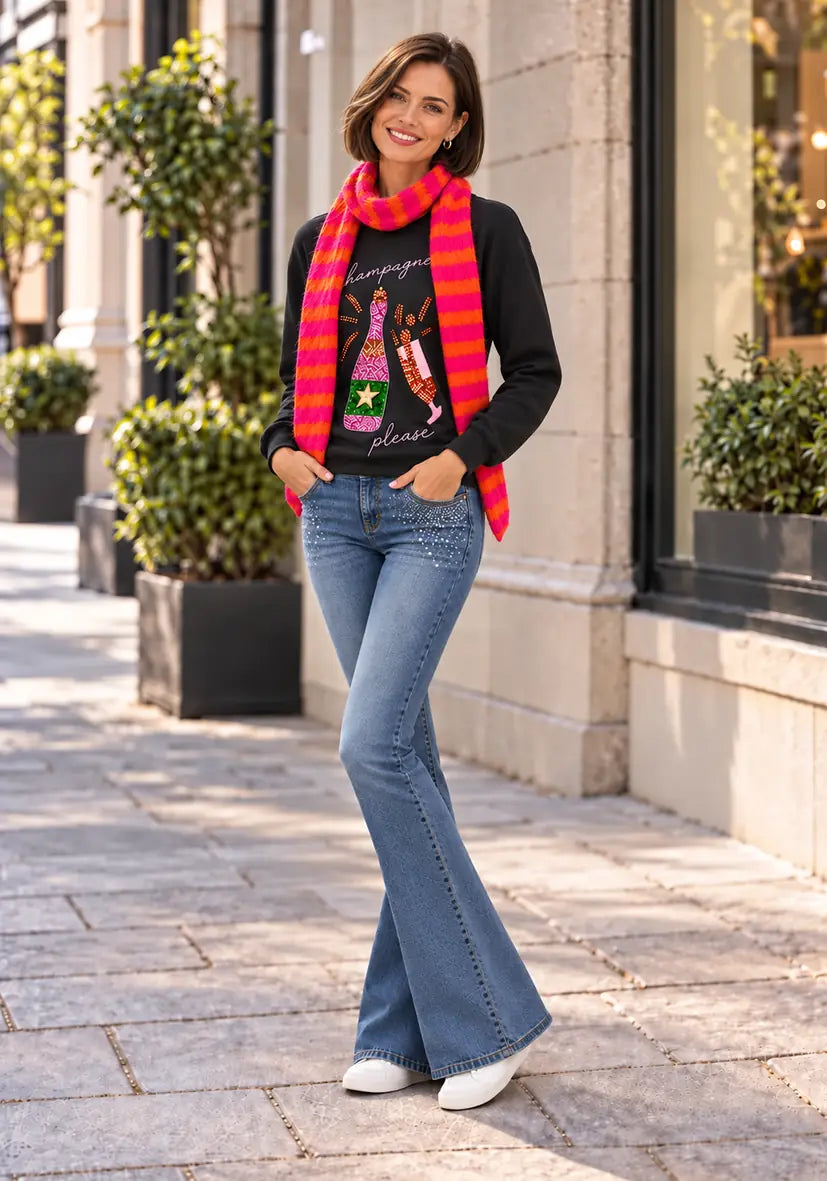 Small scarf stripes - Pink/Neonorange