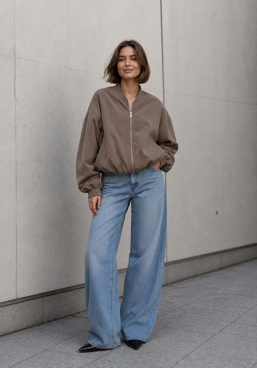 Bomberjacket Hearts Lining - taupe