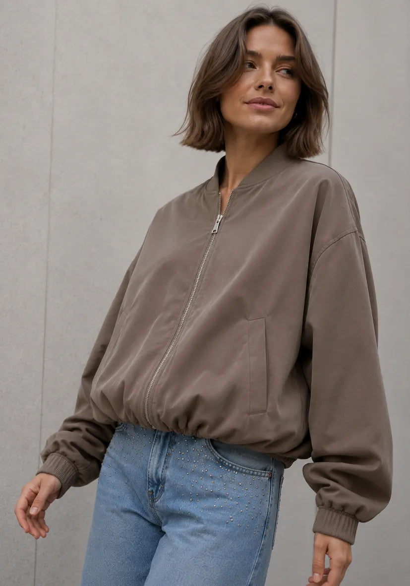 Bomberjacket Hearts Lining - taupe