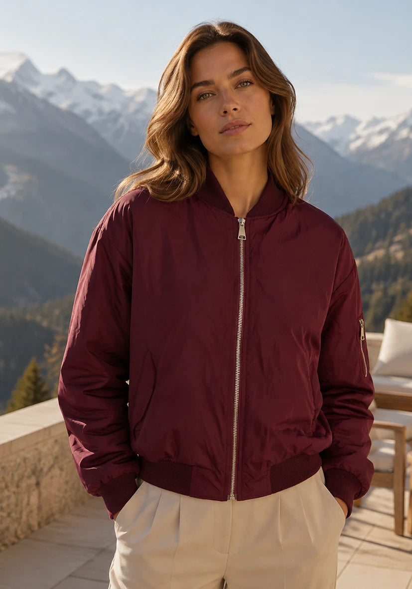 Bomberjacke Teddy Fleece- bordeaux