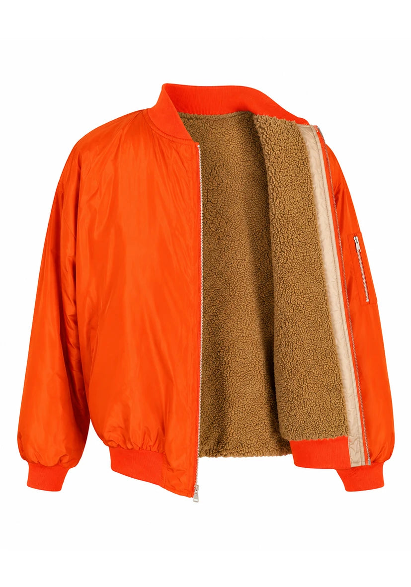 Bomberjacke Teddy Fleece- neonorange