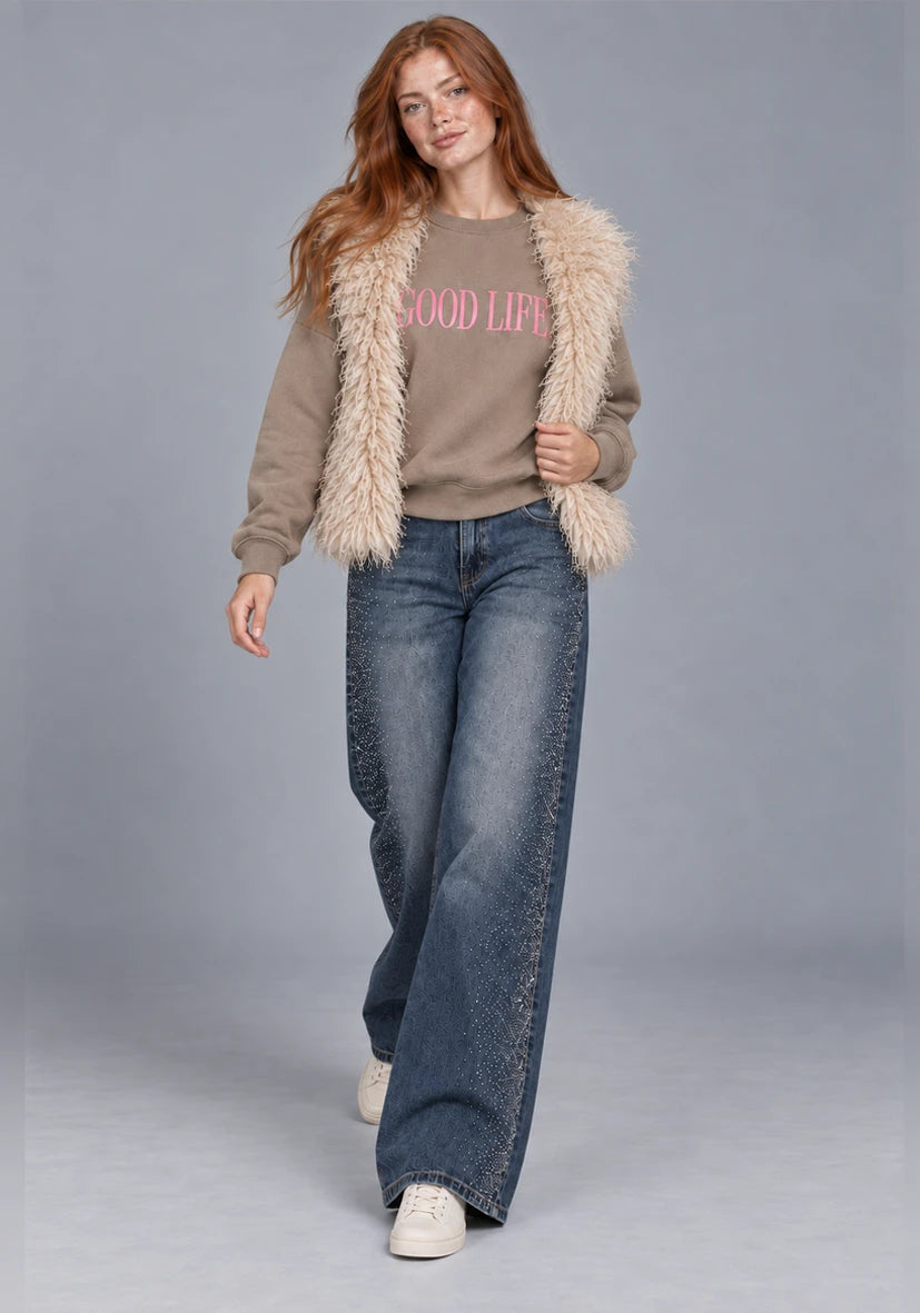 Manteau court Smile & Glow - gris