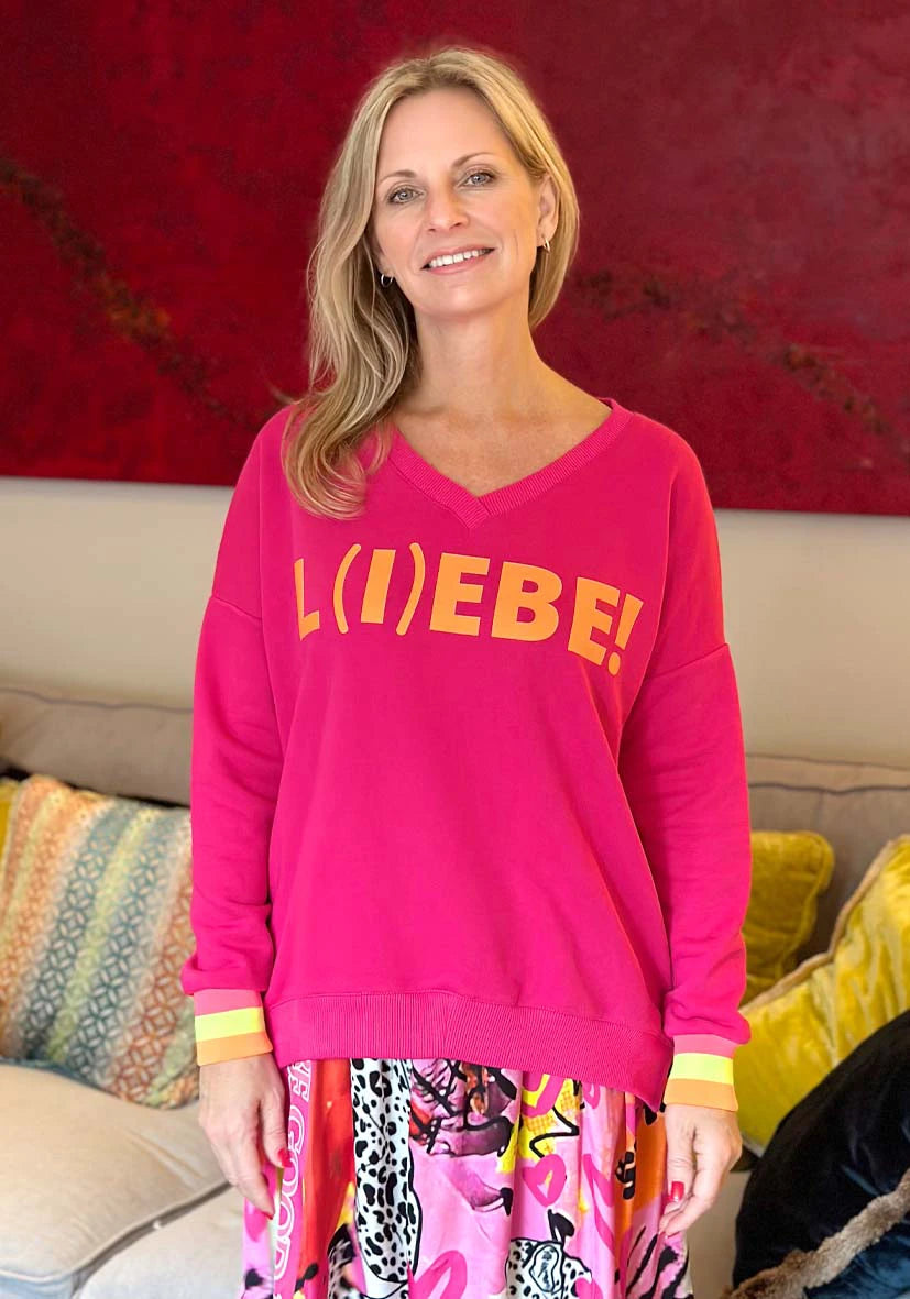 V-Neck L(i)ebe - magenta/neonorange