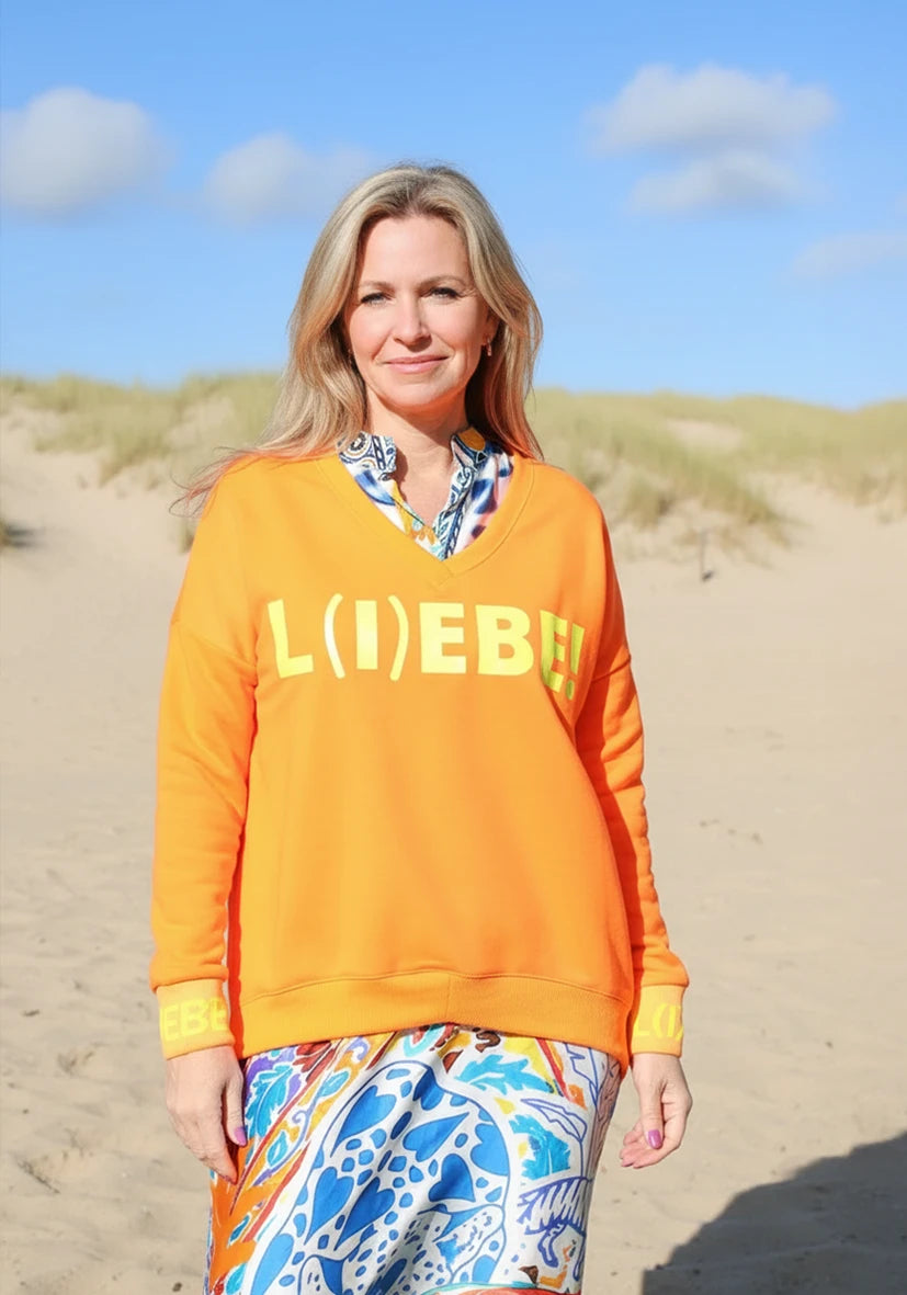 V-Neck L(I)EBE Glitter - neonorange