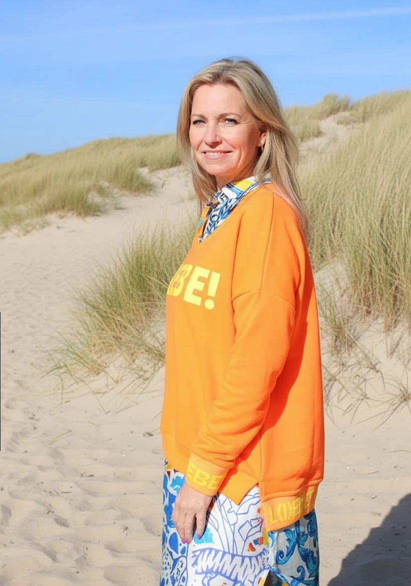 V-Neck L(I)EBE Glitter - neonorange