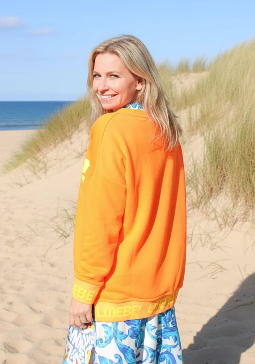 V-Neck L(I)EBE Glitter - neonorange