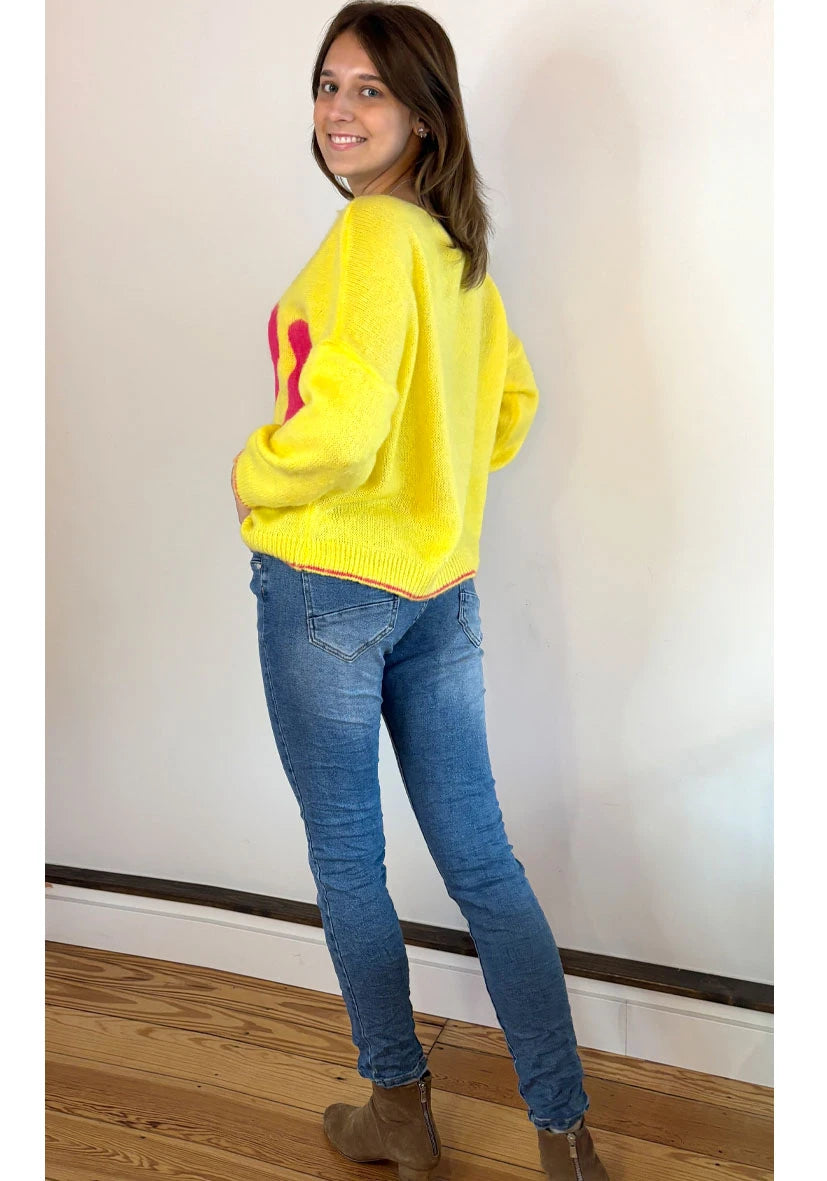 Star Jeans Heart Button - blue