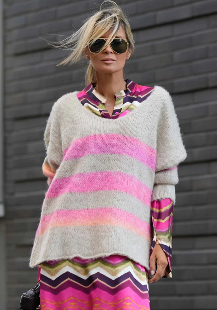 Pullover multicolor Stripes - sand
