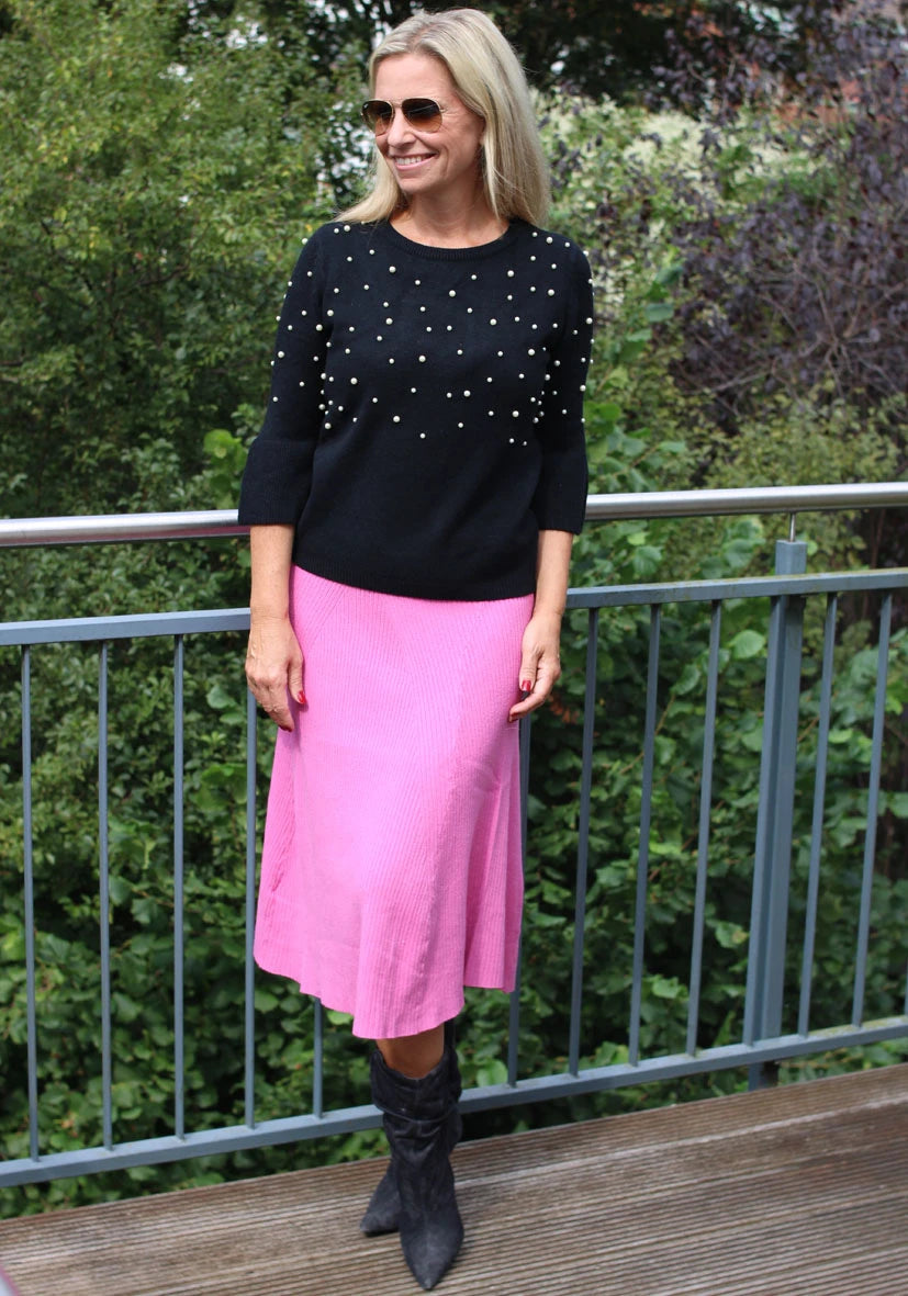 Skirt Knitted long - pink