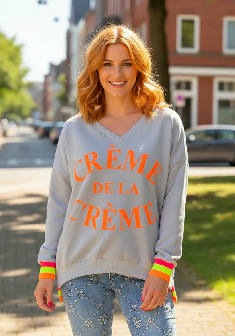 V-Neck Crème de la Crème  - grau