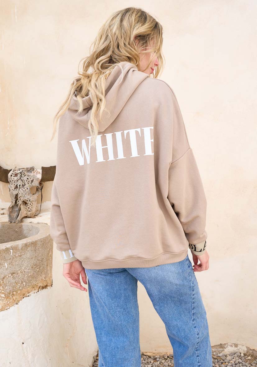 Hoodie Black and White - sand