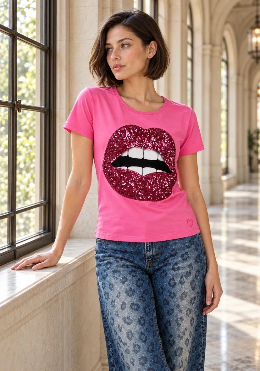 T-Shirt sparkle lips - Flashrose