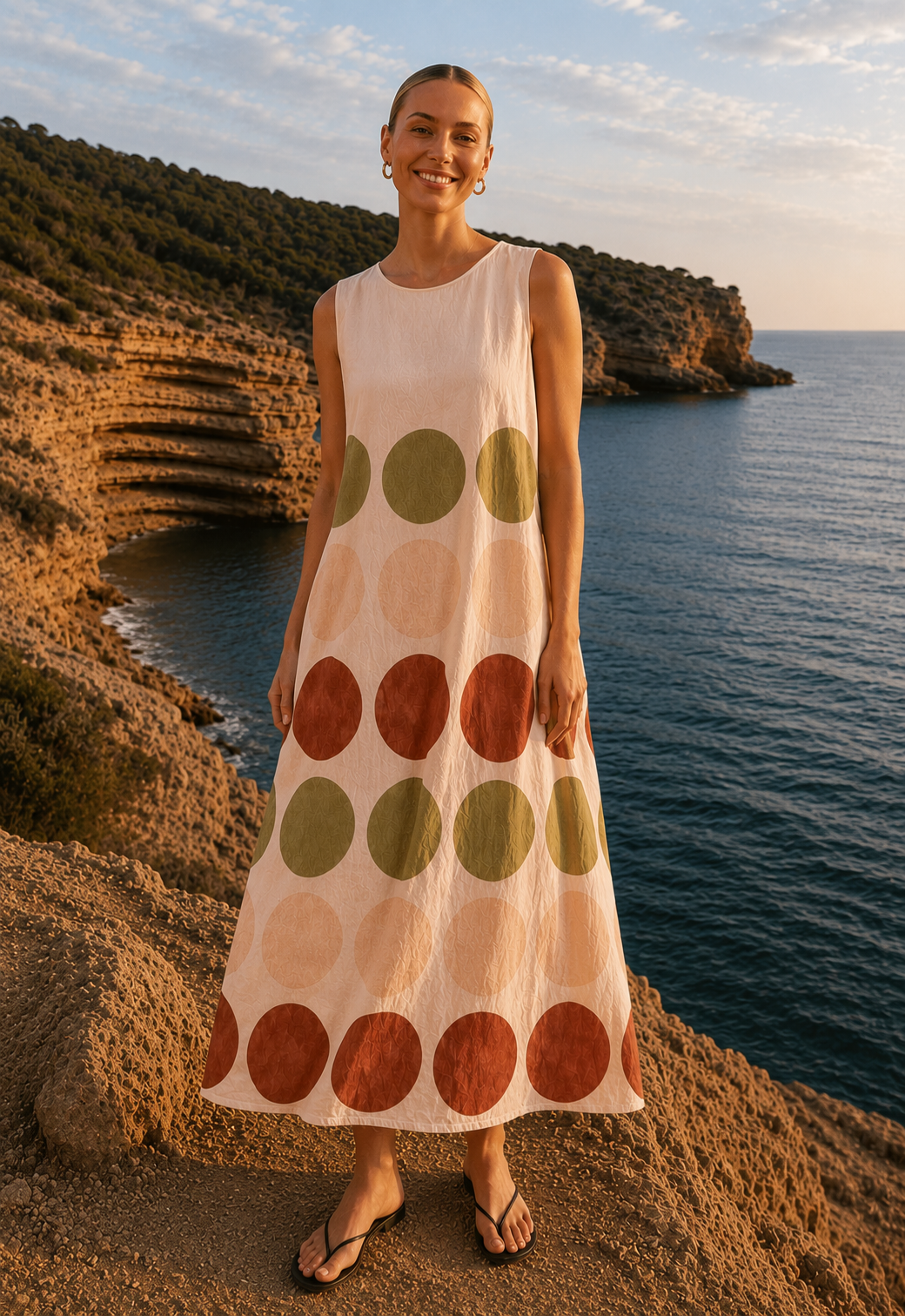 Maxidress Big Dots - offwhite