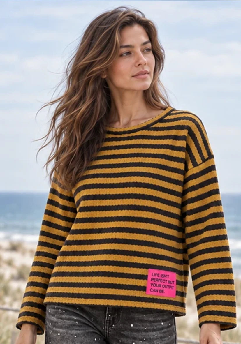 Knit Longsleeve stripes - Pistachio/Brown