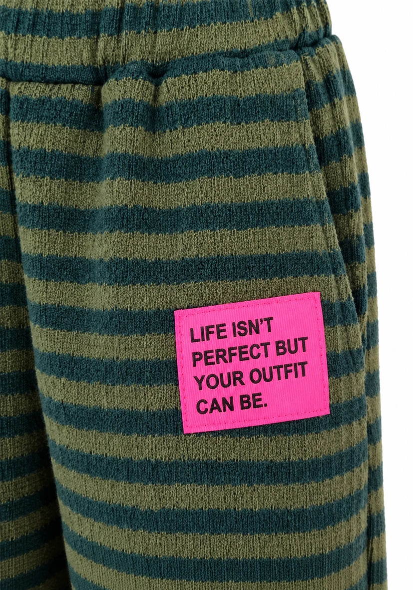 Knit Pants stripes - Khaki/Dunkelgrün