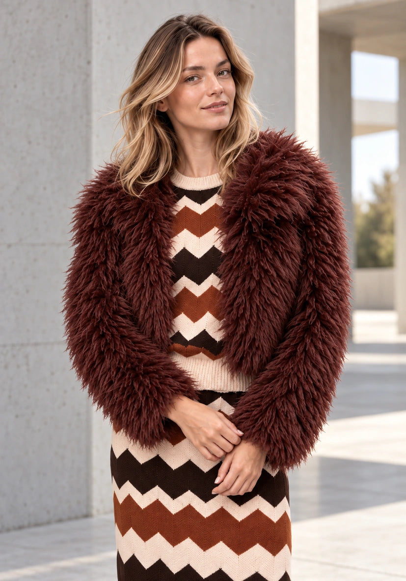 Jacket Short Cosy Cloud - bordeaux