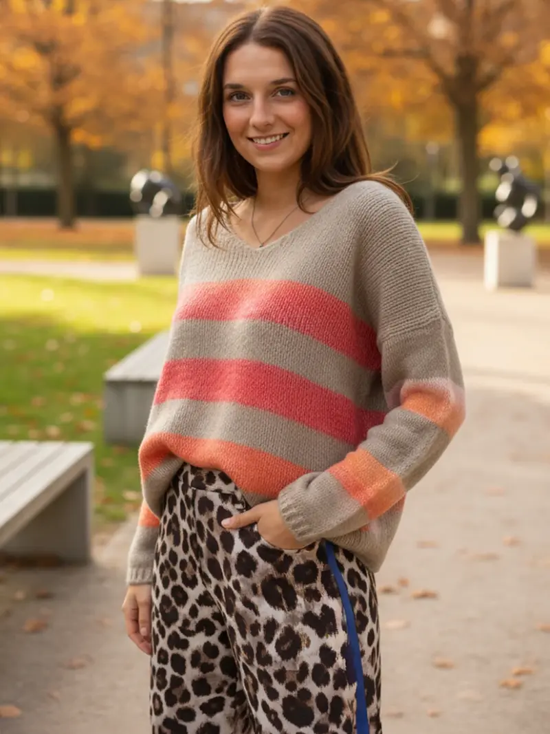 Pullover Multicolor Stripes - sand