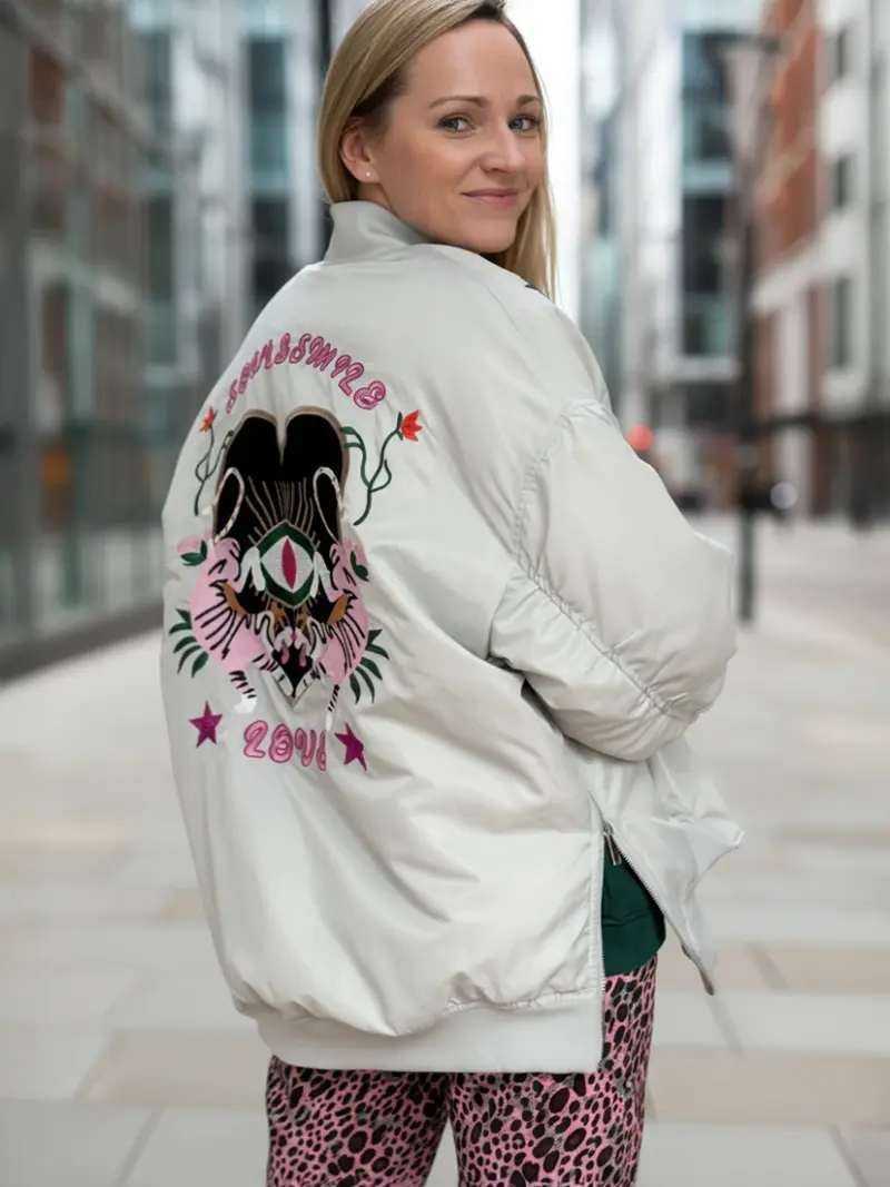 Oversize Bomberjacke stichted Heart - lightgrey