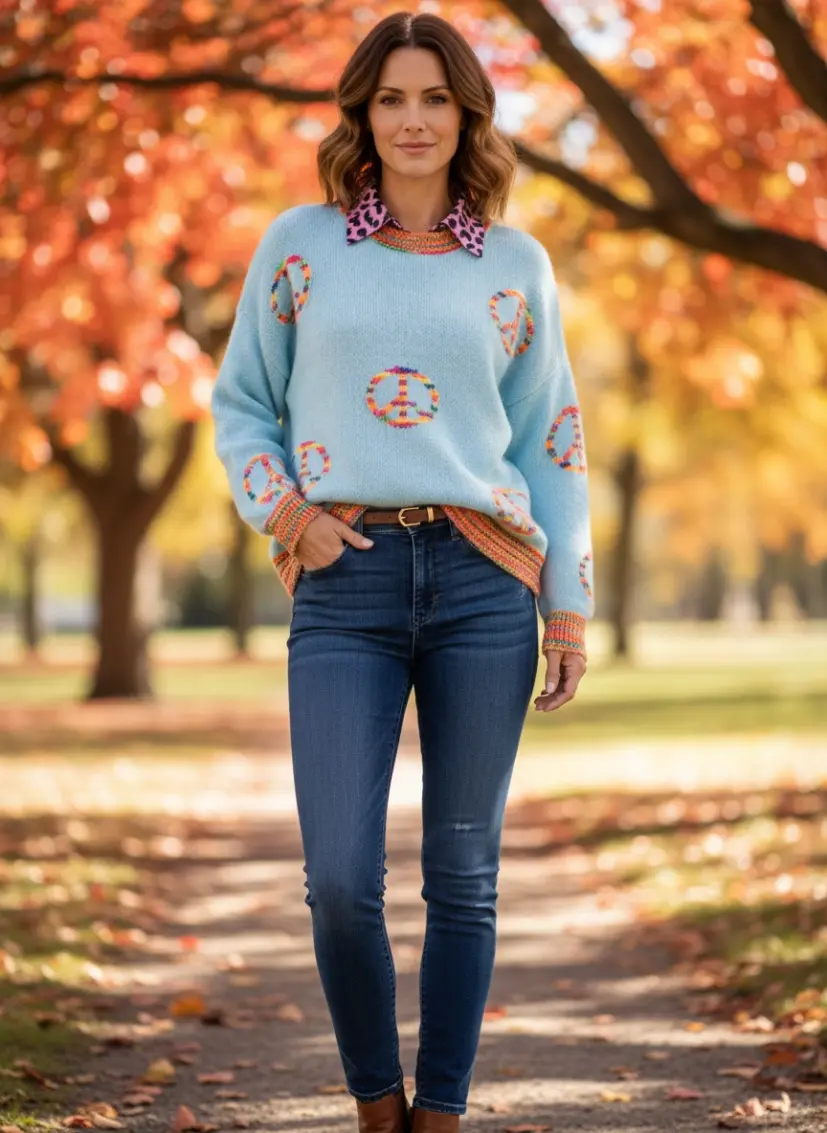 Pullover Peace Allover – lightblue
