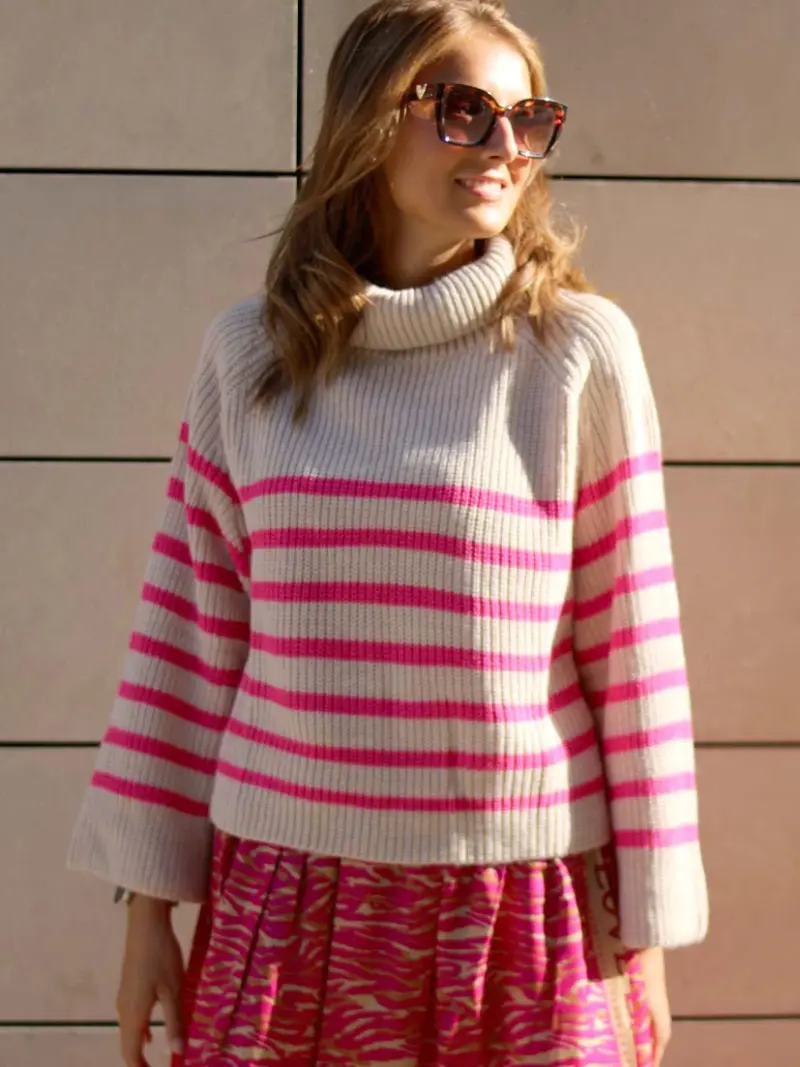Pullover neonstripes sand